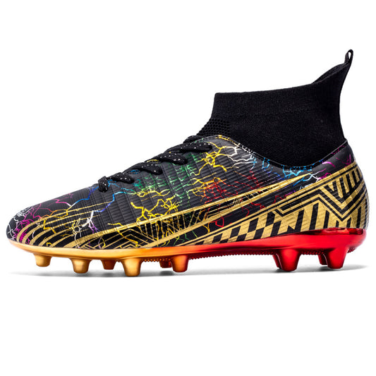 Cross-Border Large-Size Gold-Plated High-Top Soccer Shoes