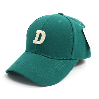 D Letter Embroidered Wide Brim Duckbill Cap