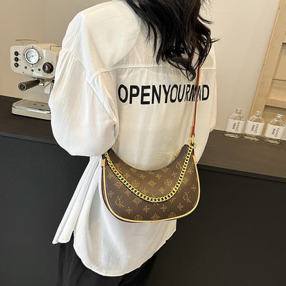 Printed crescent bag shoulder armpit bag