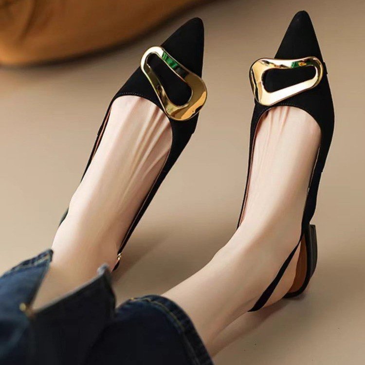 One-line buckle flat women's shoes