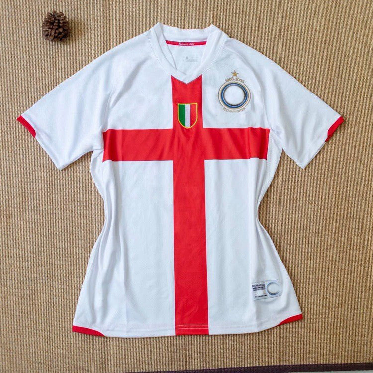 07-08 Inter Milan Centenary Away Red Cross 8 Ibrahimovi? 7 Zanetti 7 Figo Jersey