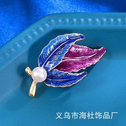 Leaf Plant Flower Oil Drop Brooch