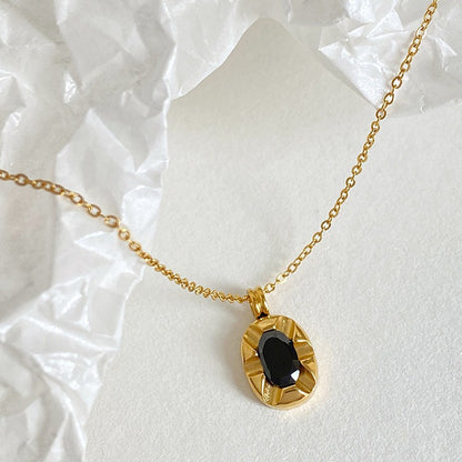 Black zircon pendant necklace