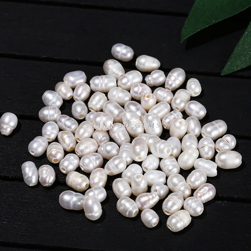 4-5Mm natural freshwater punched round macroporous pearl loose beads