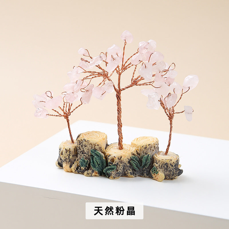 Colorful natural crystal gravel fortune tree ornament