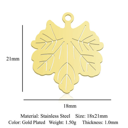 Colgante de acero de titanio con forma de hoja de arce, 5 unidades por bolsa 