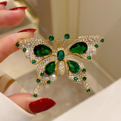 Emerald Temperament Butterfly Brooch