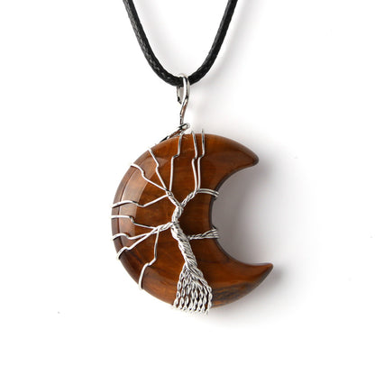 Crystal Stone Cut Moon Pendant