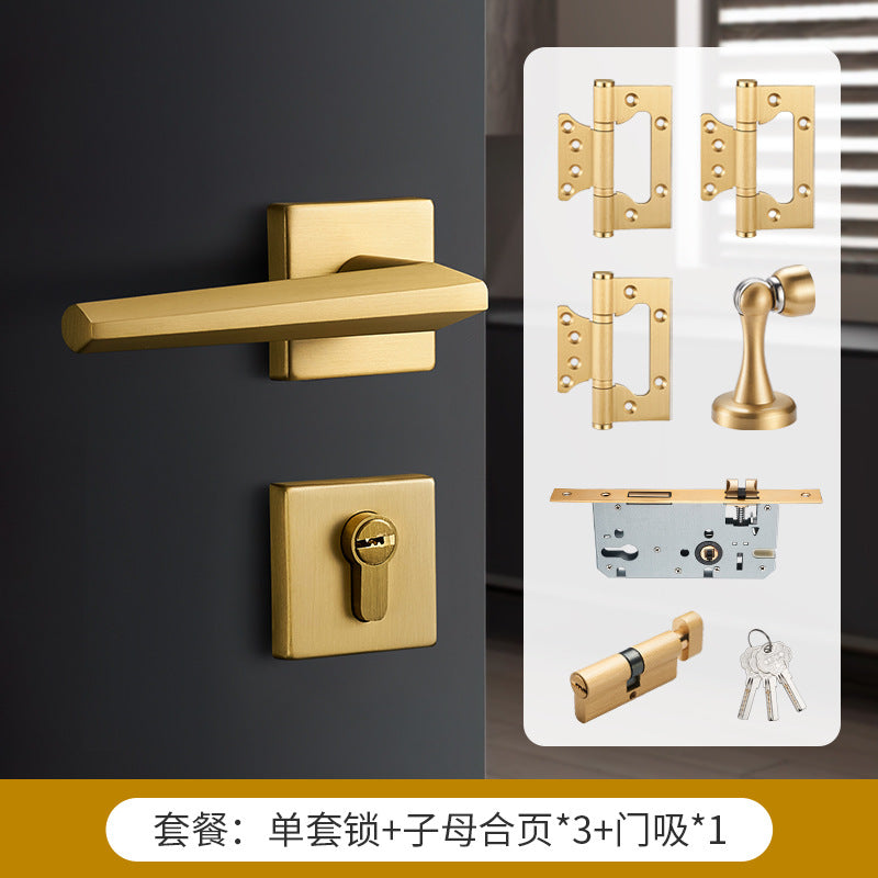 Solid brass square ring door lock