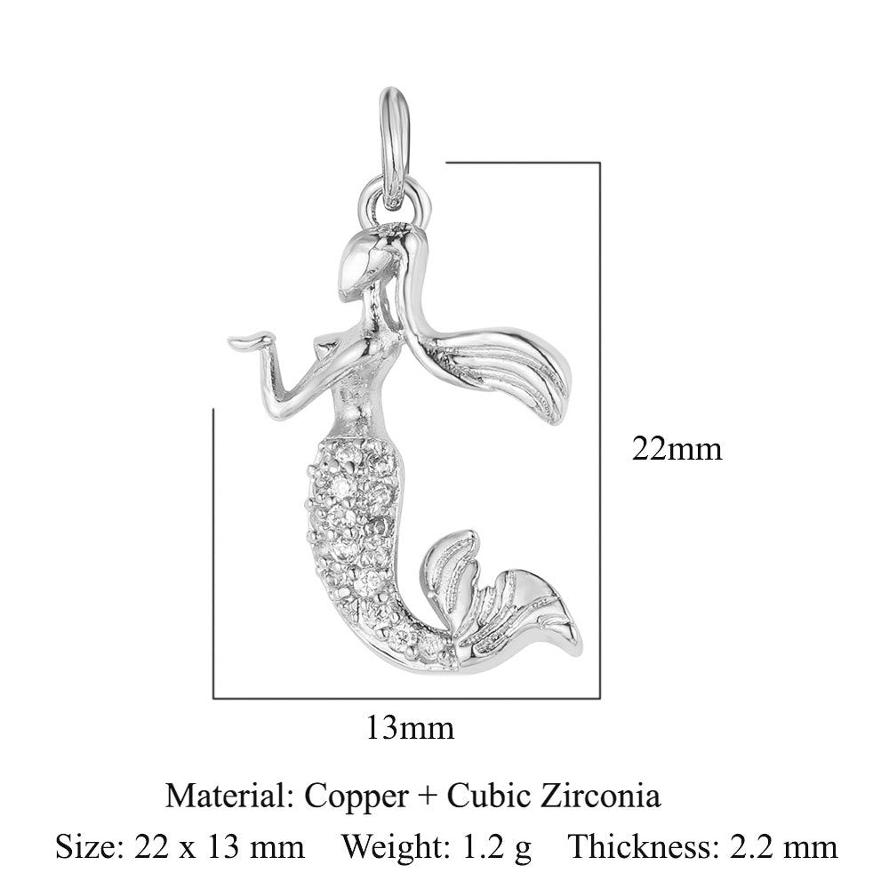 Copper zircon DIY animal necklace bracelet pendant