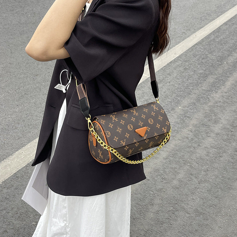 Printed small round bag chain shoulder messenger bag