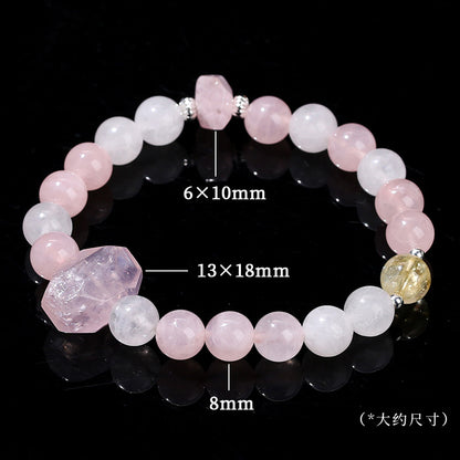 Natural horse powder crystal white jade bracelet.