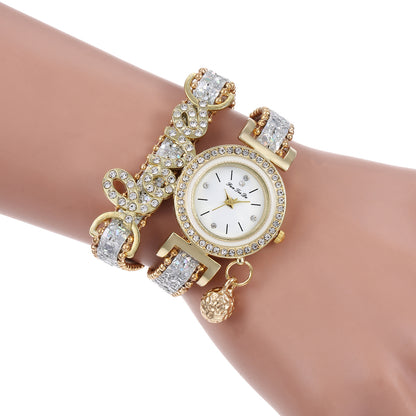 Korean Style LOVE Rhinestone Women's Watch