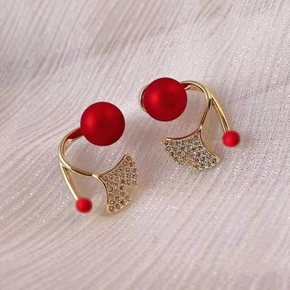 Pearl stud earrings front and rear fashion earrings