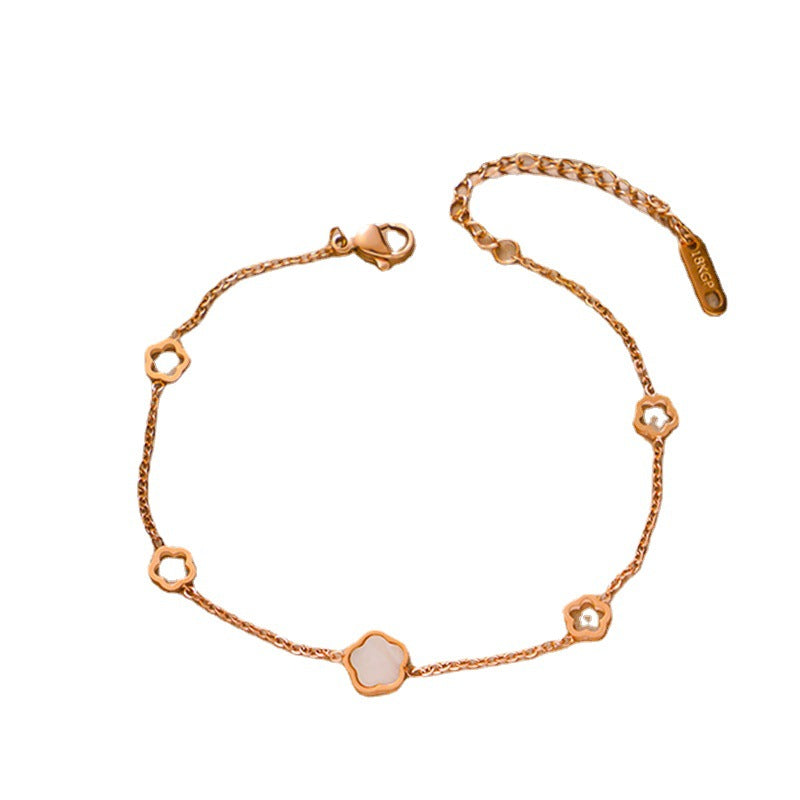 Pulseira Coreana de Flor de Concha Branca - Simples e Versátil 