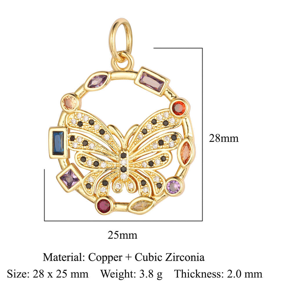 Colgante de collar con cruz de virgen de cobre y circonita 