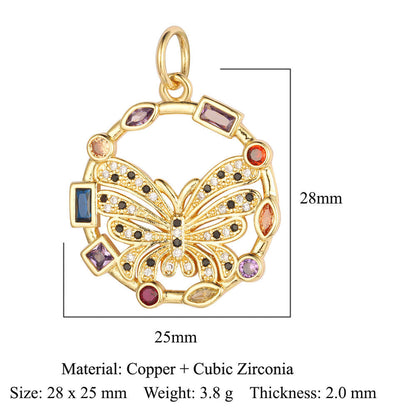 Colgante de collar con cruz de virgen de cobre y circonita 