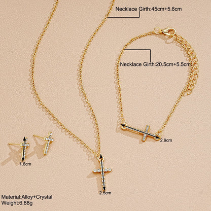 Rhinestone Cross Jewelry Set