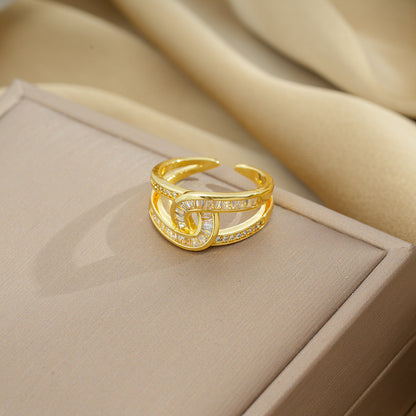 Double C Diamond Ring, Fashionable Luxury, Simple and Versatile