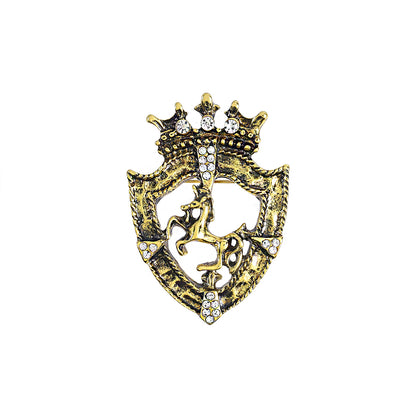 Crown Shield Horse Brooch Rhinestones