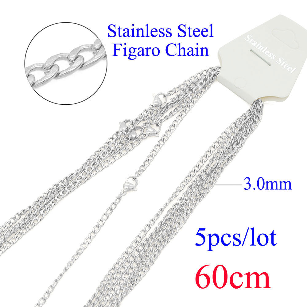 5 pieces/bag stainless steel box chain 3mm thick 60cm long