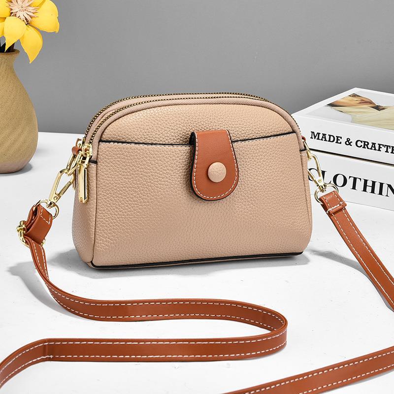 Solid color double shoulder messenger bag