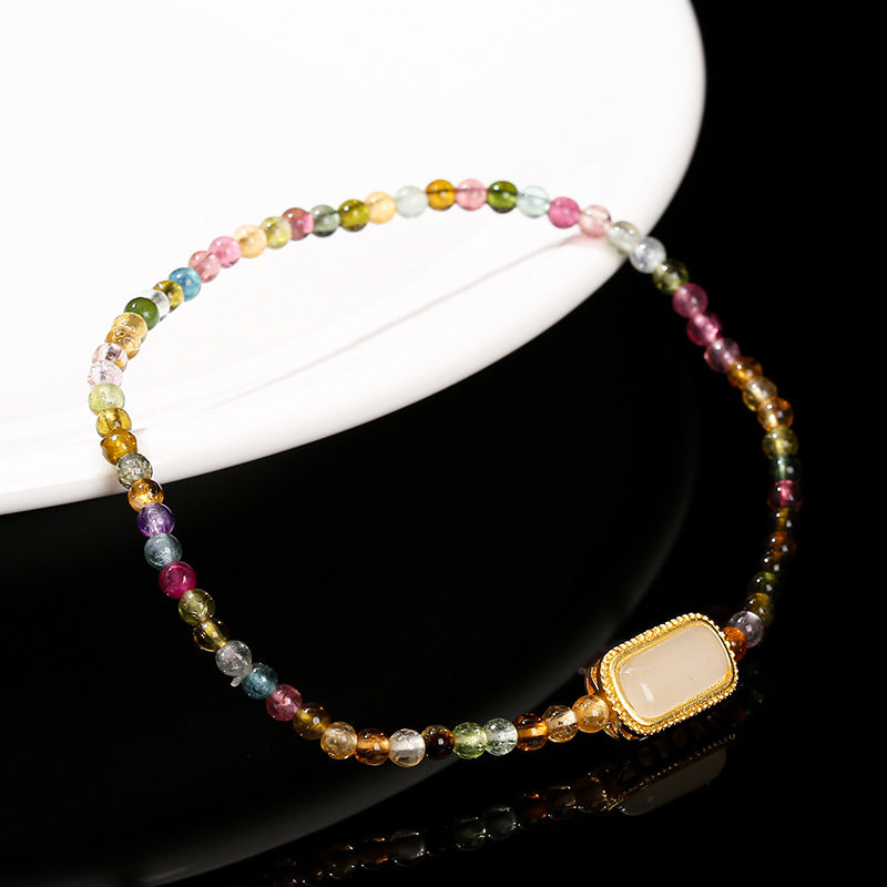 8A Natural Ice Transparent Rainbow Tourmaline Bracelet