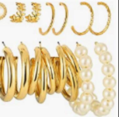 Metal Hoop Earrings Set 6 Pieces