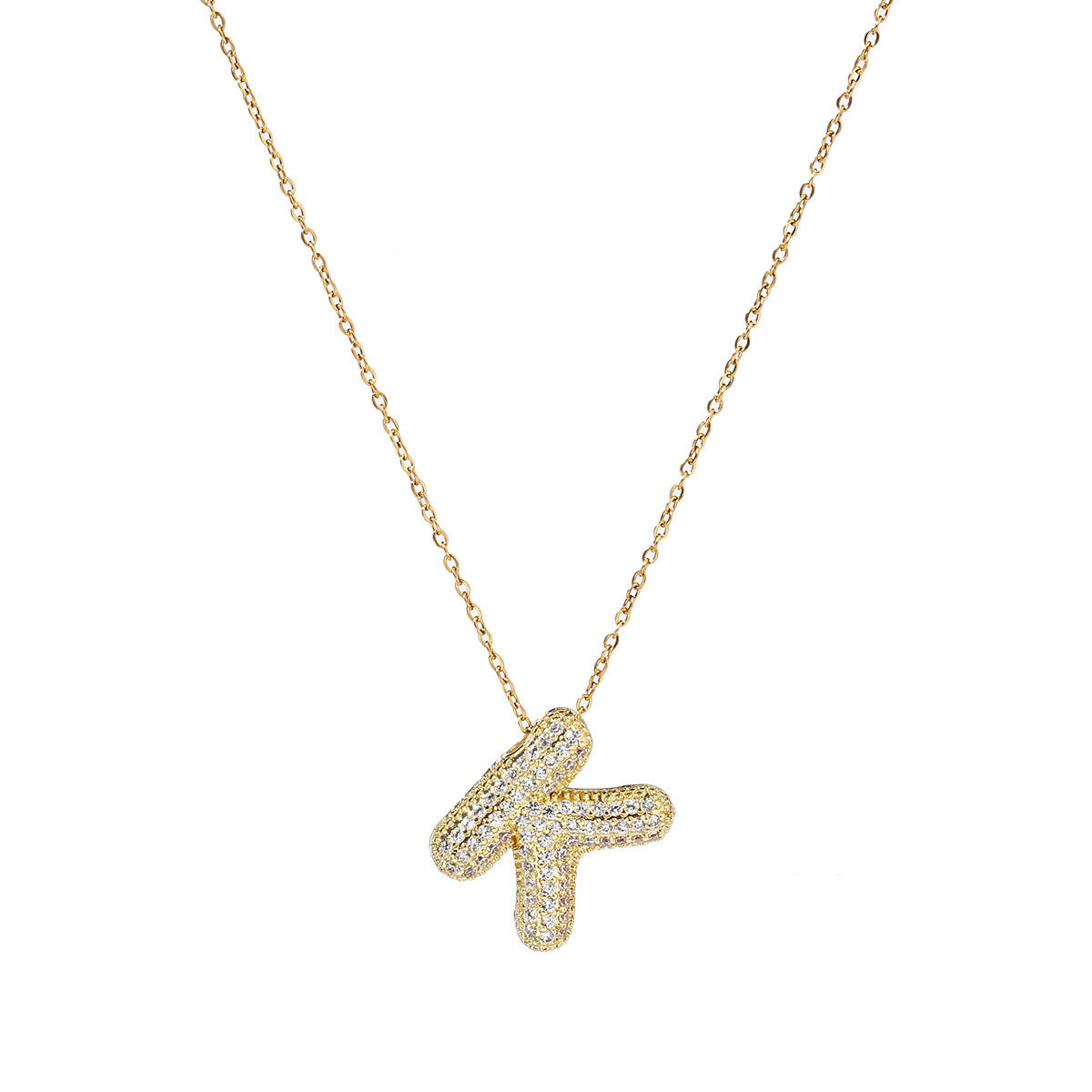 fashion A-Z Copper Zircon Letter Necklace Pendant