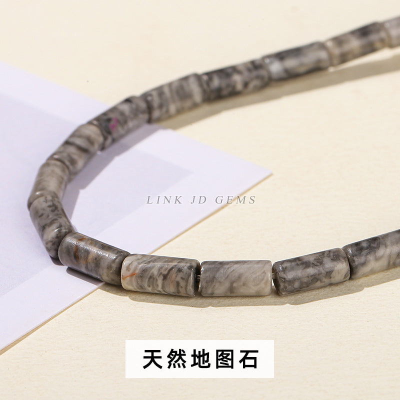 4 * 9 natural jade powder crystal round tube loose beads