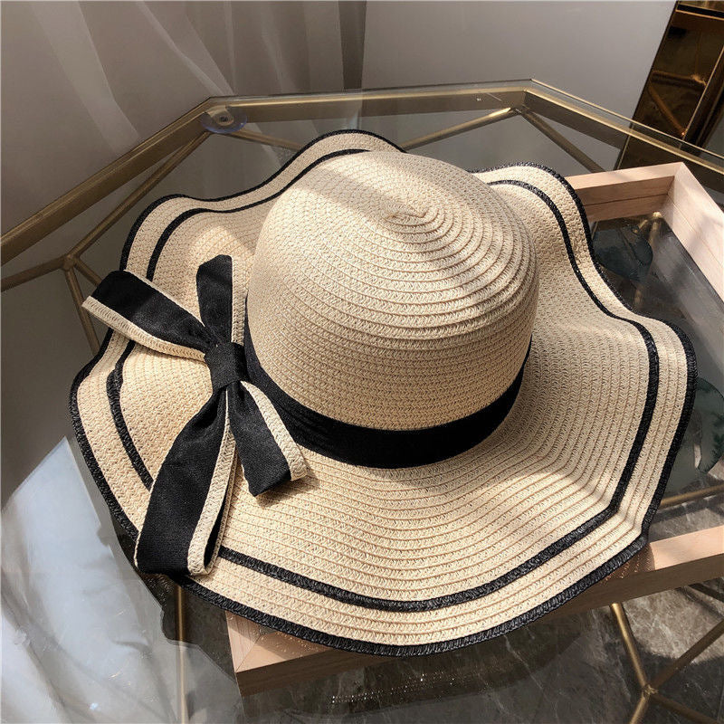 Fresh Straw Hat Women UV Beach Sun Protection Korean Travel Casual Bow