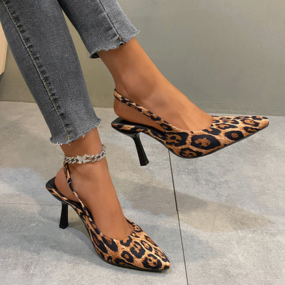 Sexy leopard print pointed sandals