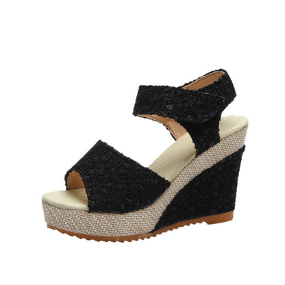 Wedge heel fish mouth sandals