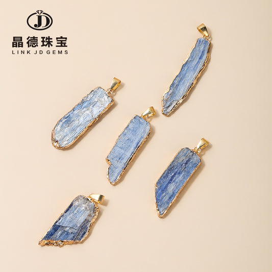 Rough kyanite gold-plated pendant.