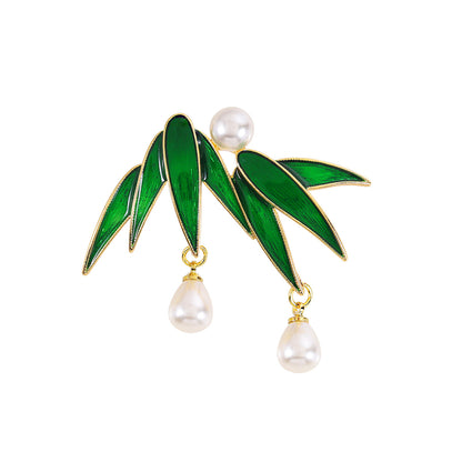 Pearl Bamboo Leaf Brooch