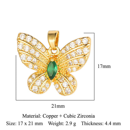 Fly color zirconium copper micro-inlaid necklace pendant