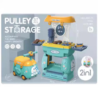 Children's Pretend Play Toy Set: Rolling Luggage, Kitchen Utensils, Makeup Tools, Luggage Storage Box Combination