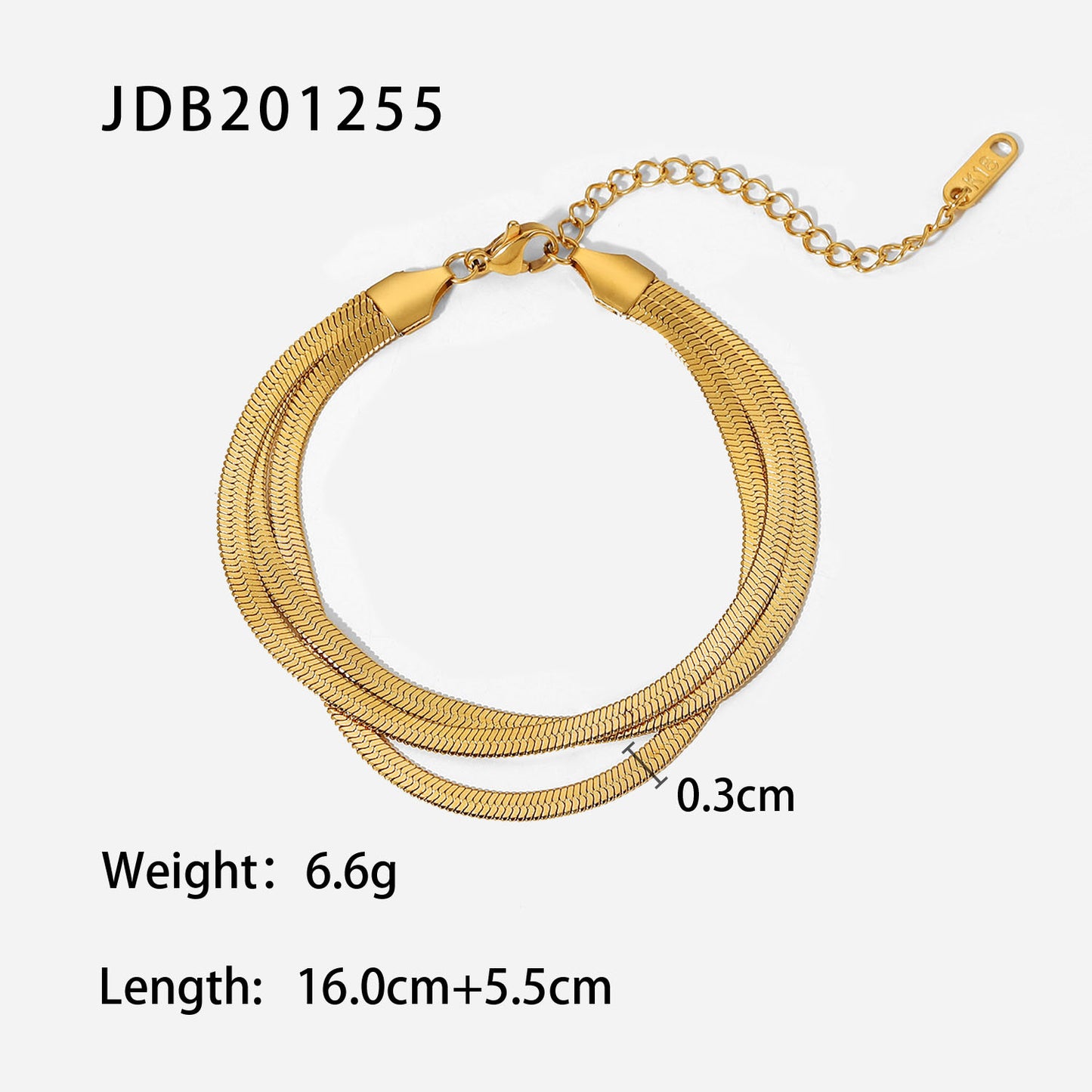 Three-layer exquisite flat snake chain wrist