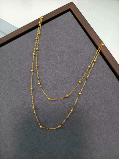 Multi-layer stacked bead chain necklace