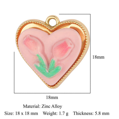 5 pcs/bag flower love rose alloy pendant