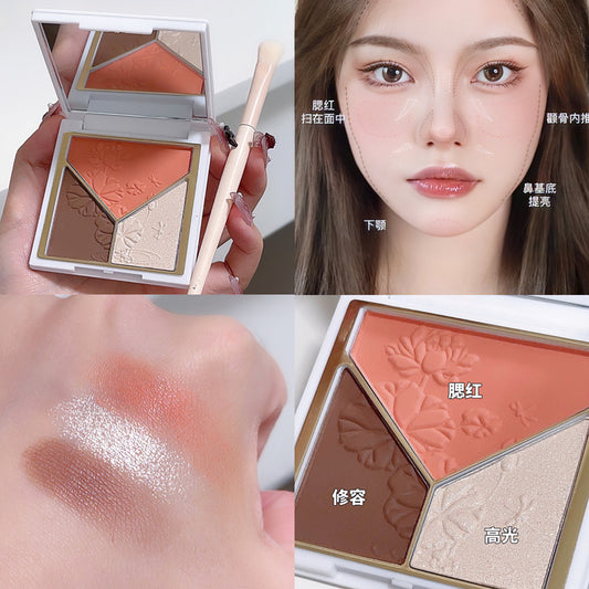 3-Color Contour Palette - Shimmer Highlighter & Shadow