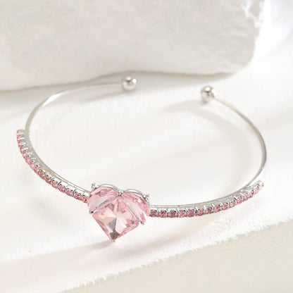 Pink diamond heart zircon bracelet