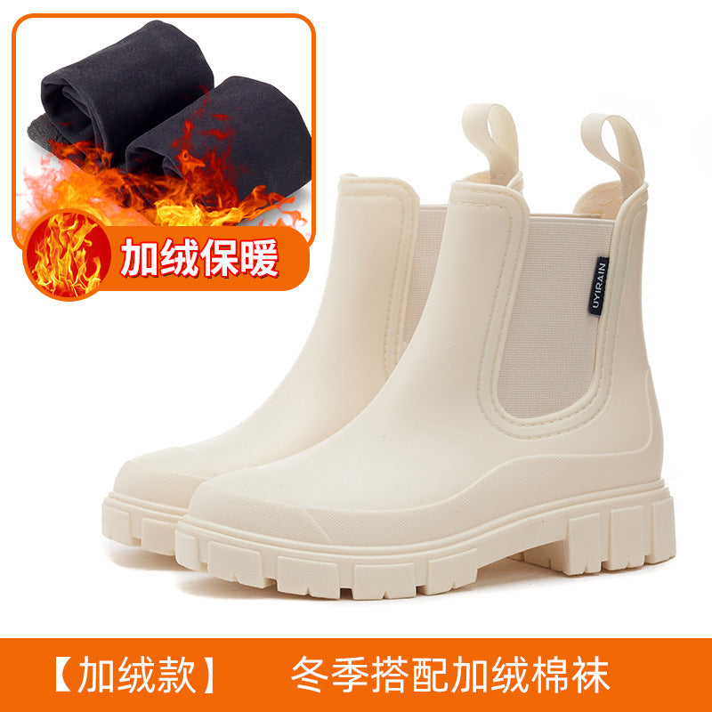 Fashion Chelsea rain shoes women's platform waterproof