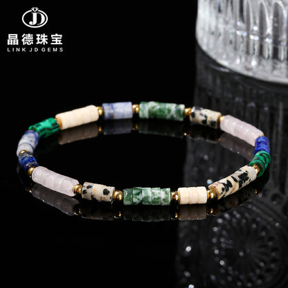 Mixed color natural stone round bead spacer bracelet