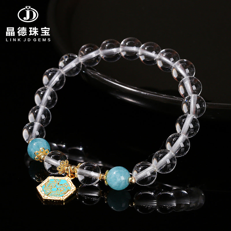 High imitation white crystal round bead bracelet