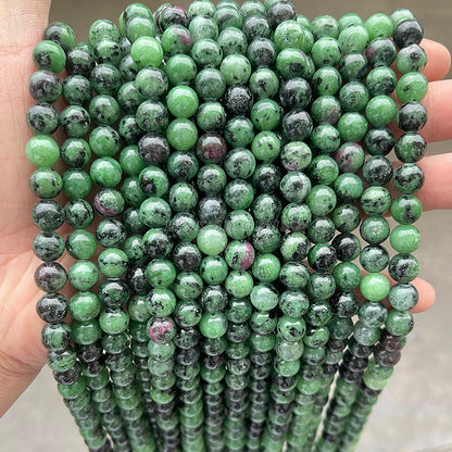 Natural red and green treasure round beads loose beads