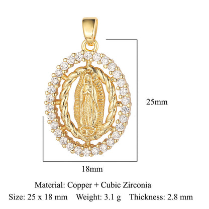 3 pcs/bag, Blessed Virgin Sun Eye Copper Zircon Pendant.