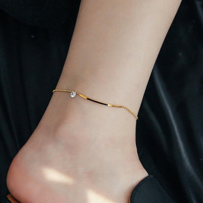 Smile zircon gold anklet