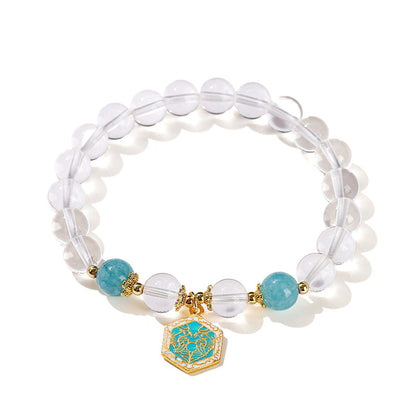 High imitation white crystal round bead bracelet