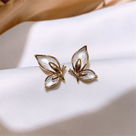 Small butterfly stud earrings for women French